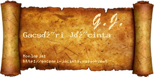 Gacsári Jácinta névjegykártya